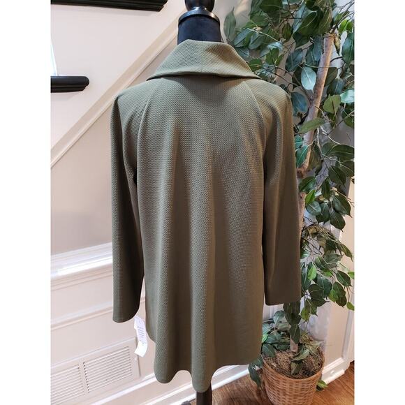 Coco Bianco Sweater Womens Large Green Long Sleeve Stretch Cowl Neck Side Zip - Picture 3 of 13